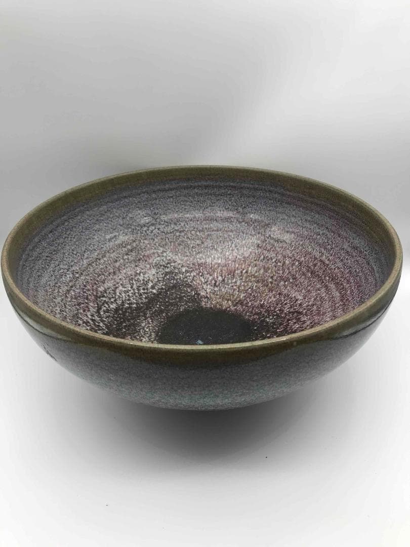 明時代　火焔青釉大碗 紫紅釉大鉢　水盆　辰砂釉　窯変釉　景徳鎮(B-28) An extremely rare imperial blue and brown-glazed 'dragon' dish