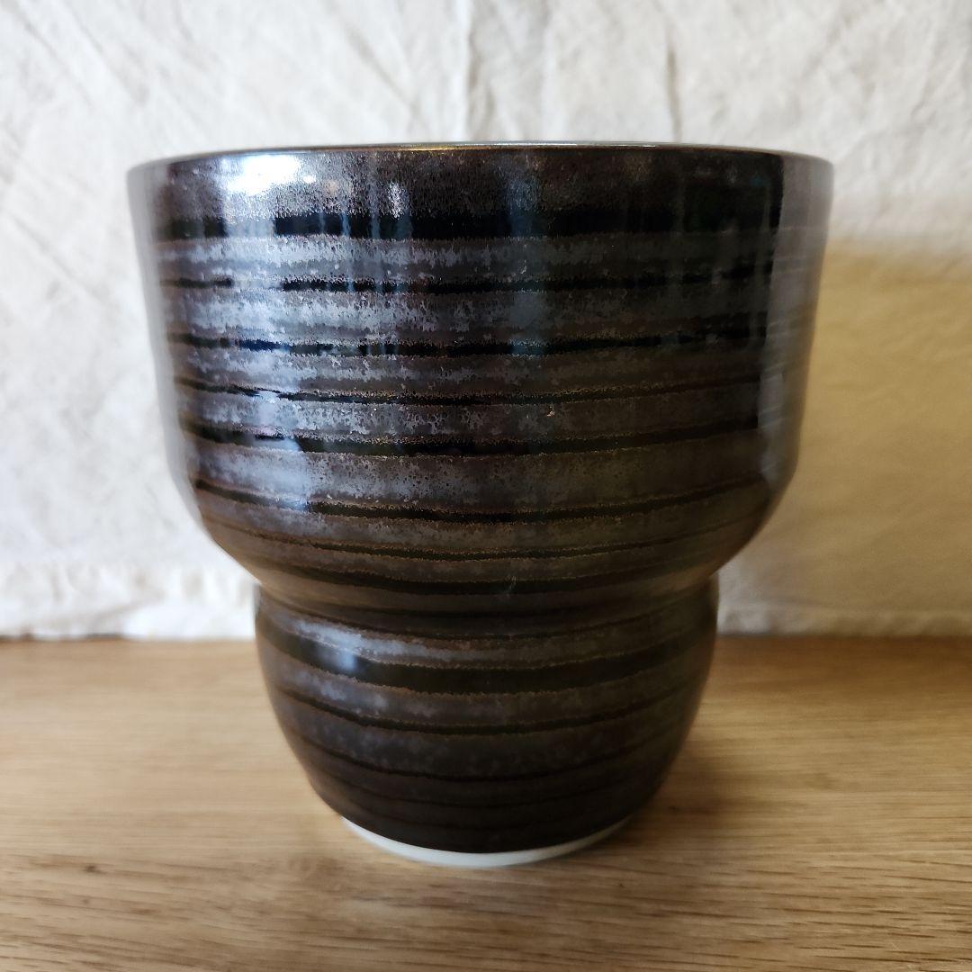 青木龍山　天目　花器　花瓶　17.5cm 真贋不明