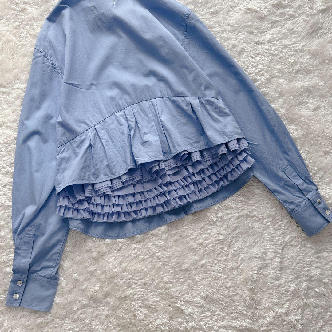 MUVEIL ミュベール バックフリルブラウス サックスブルー 38 M - メルカリ