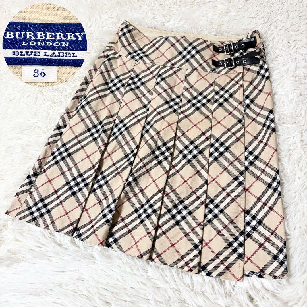 希少✨️バーバリーブルーレーベル 巻きスカート ノバチェック 36 y2K バーバリー ブルーレーベル ノバチェック スカート ロゴプレート 36