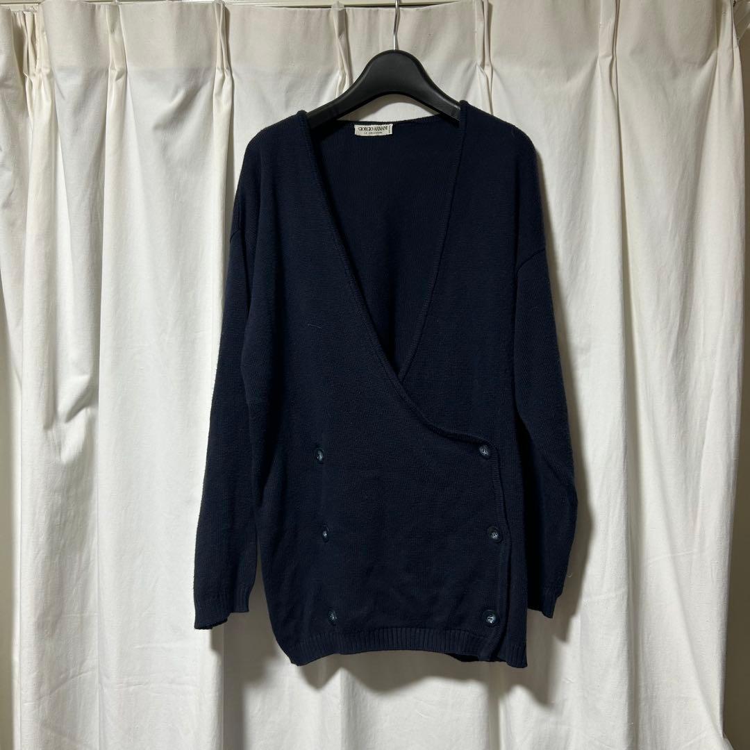 80s Giorgio Armani 初期 ダブル カーディガン vintage 古着 ～90年代 ジョルジオアルマーニ Giorgio Armani アルパカ混