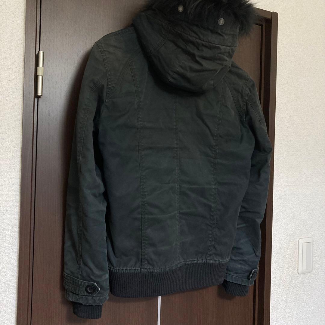 バーバリー ブラックレーベル ミリタリー 中綿ファージャケット 黒 M