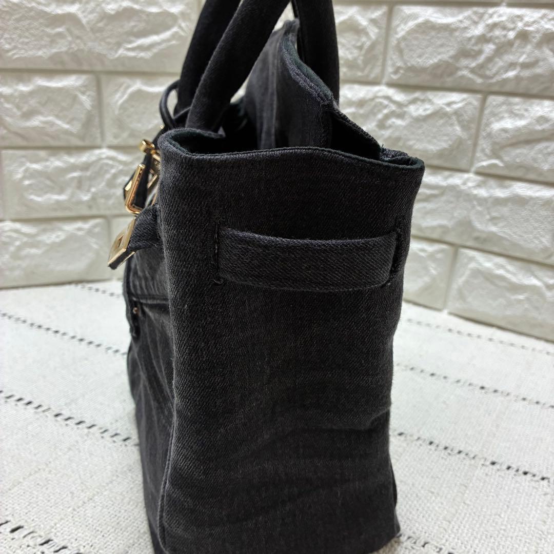 デニムリメイク フラップ付きトートバッグ Sサイズ ブラックデニム