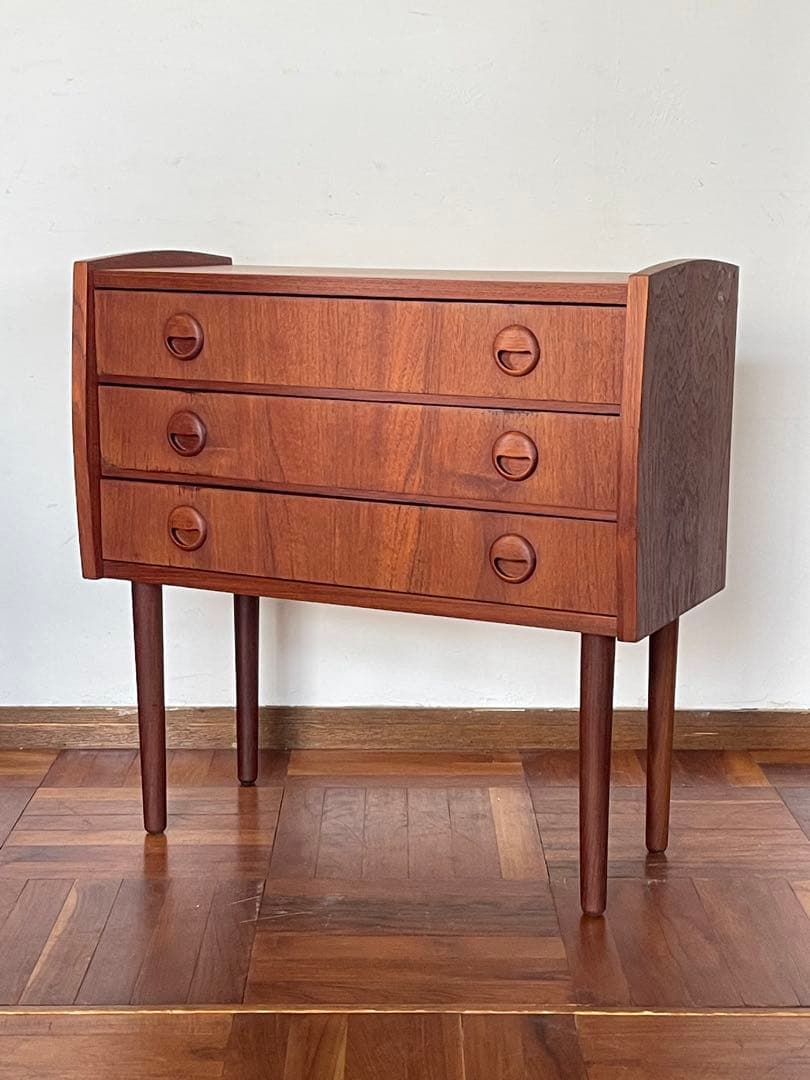 北欧 デンマーク ヴィンテージ チーク 3段 スモール チェスト デンマークヴィンテージ 3段 スモールサイドチェスト チーク材 北欧