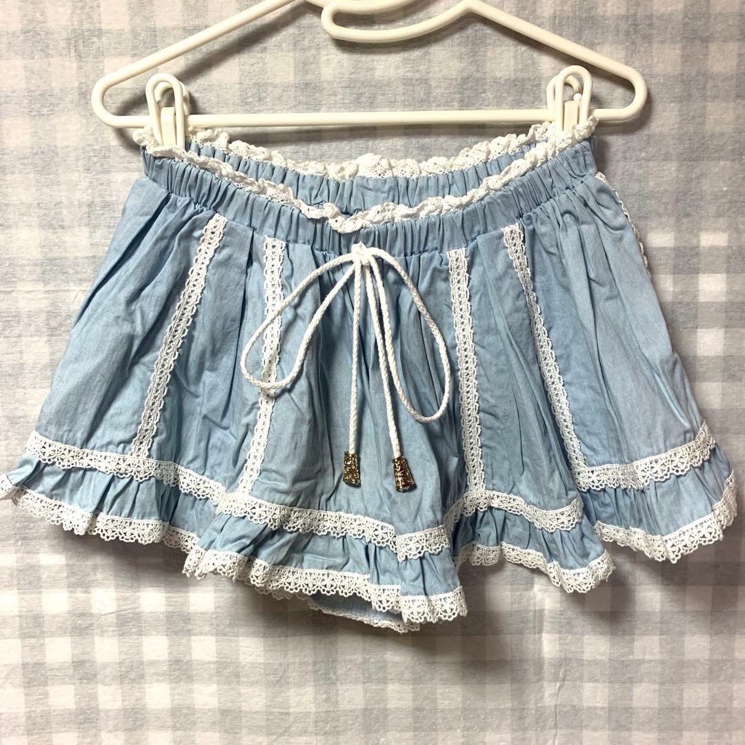 LIZLISA 希少 ライトブルー フリルレース キュロット 3782_thumbnail.jpg