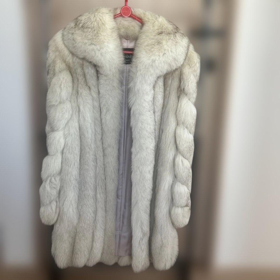 SAGA FOX 毛皮ロングコート ホワイト シルバーフォックス - メルカリ