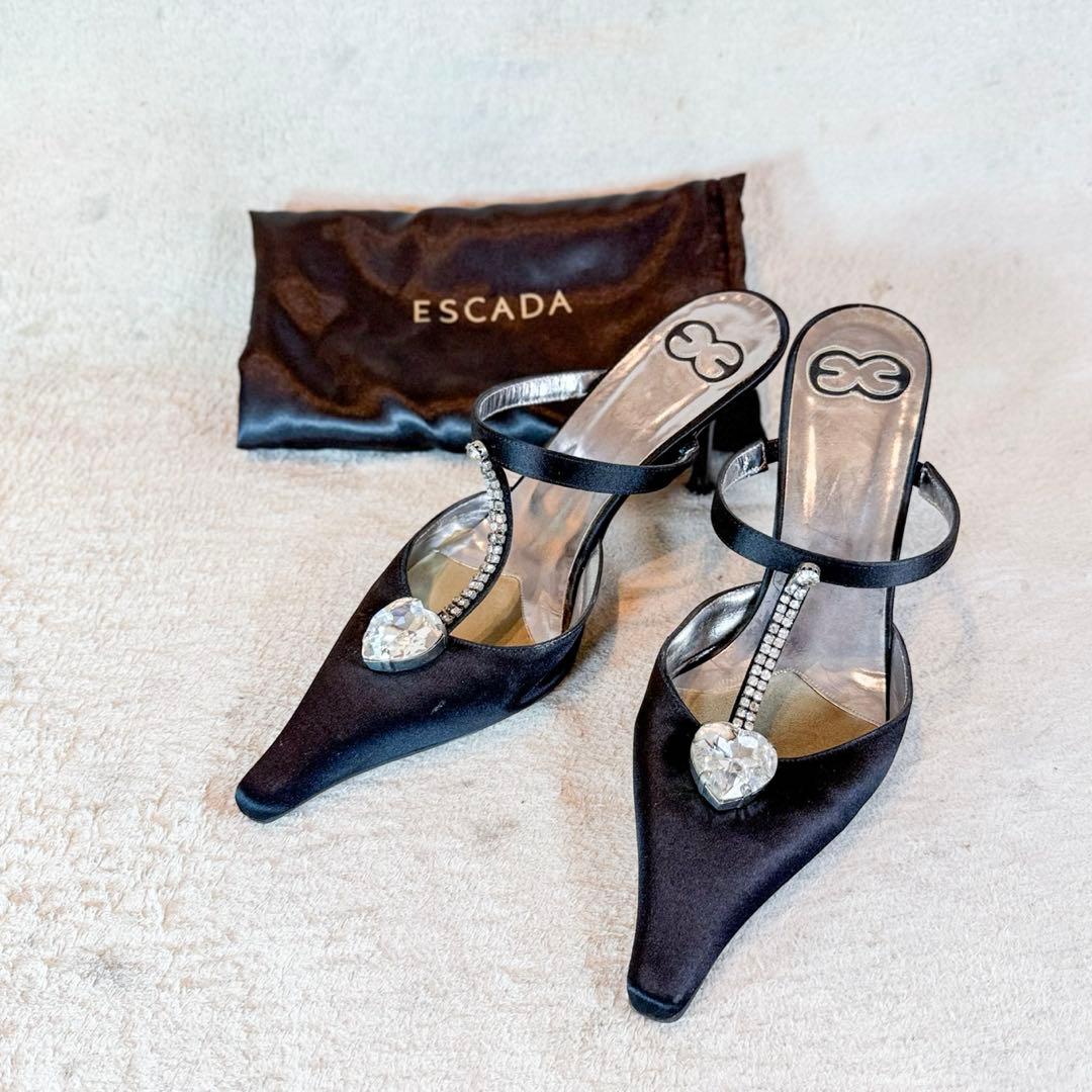ESCADA エスカーダ ハートビジュー サテン ミュール 37 黒 Garda Silk Women's Wedges – Handmade in Spain – Viscata