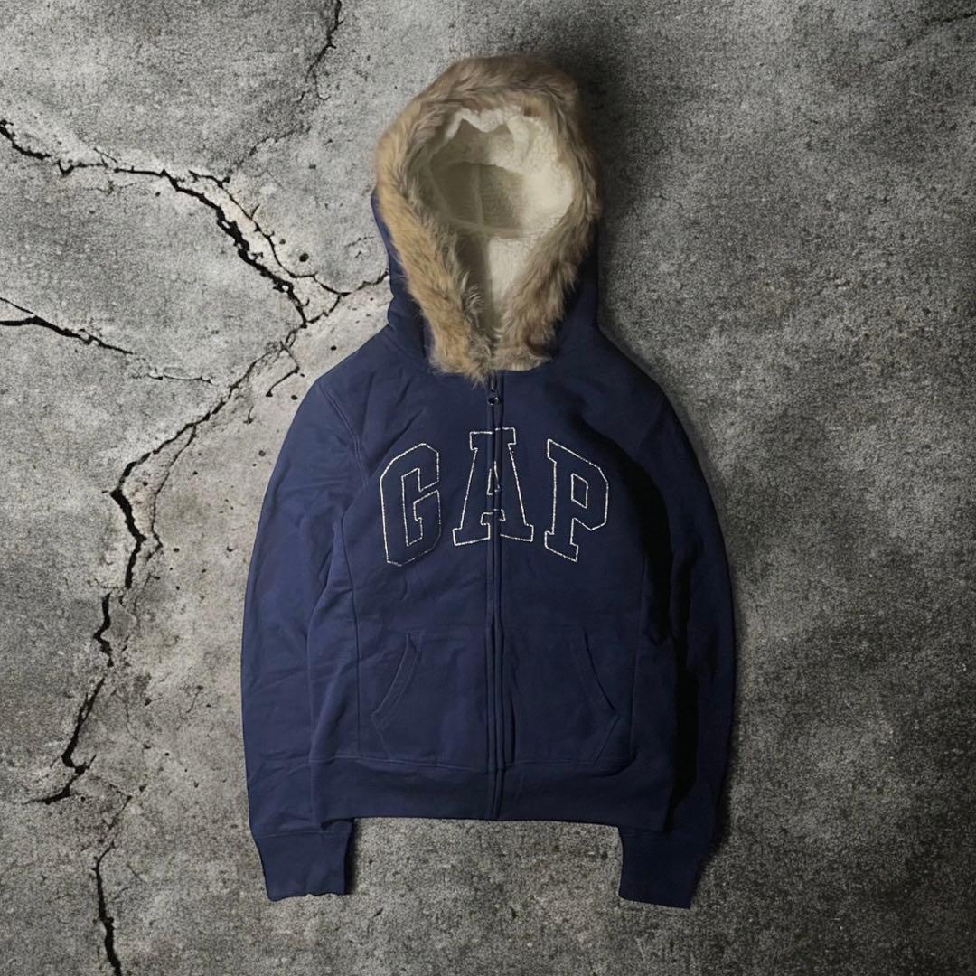 00s OLD GAP ファー ラメ ジップパーカー 平成女児 平成ギャル 短丈