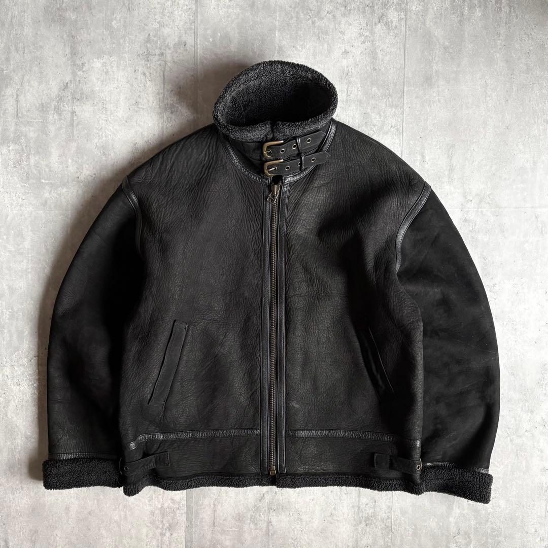 【90s vintage】B-3 フライトジャケット　ヌバック　本革　墨黒　短丈 90s vintage】B-3 フライトジャケット ヌバック 本革 墨黒 短丈 - メルカリ