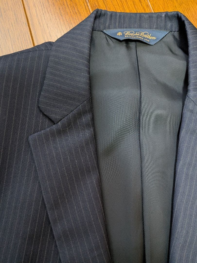 ブルックスブラザーズ カノニコ社生地 ネイビーストライプスーツ