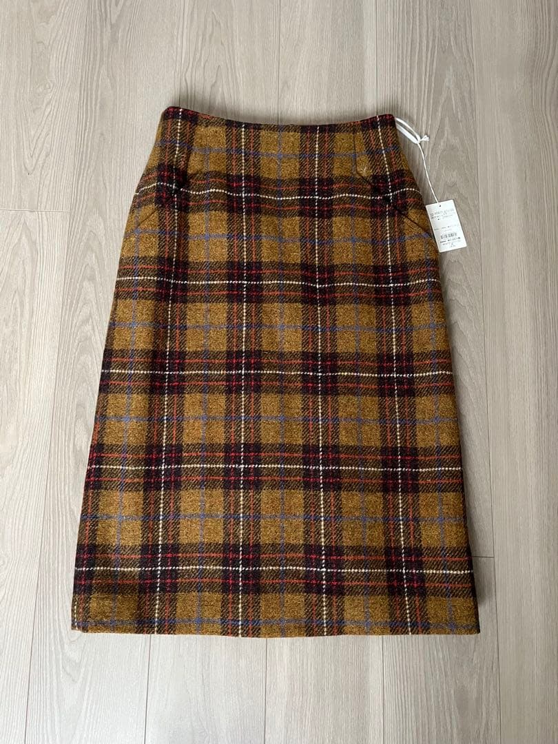 【新品】ハリスツイード　ブラウン タイトスカート 38 マッキントッシュ MACKINTOSH PHILOSOPHY（マッキントッシュフィロソフィー