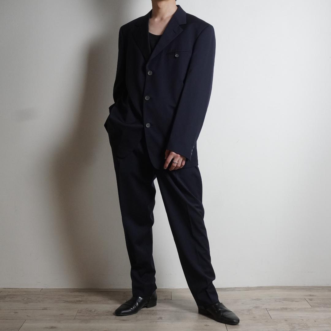 GIANNI VERSACE シングルセットアップスーツ ネイビー/UW350 VERSACE - 極美品 ヴェルサーチ VERSACE セットアップ スーツ シングル