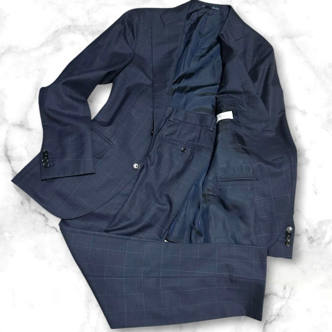 極美品 エディフィス ロロピアーナ ジレンダー セットアップ スーツ M 紺 Loro Piana（ロロピアーナ） 【YA体】【A体】【AB体】【春夏秋