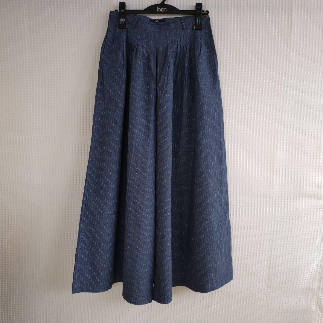 45r 　ガウチョパンツ　　キュロットパンツ　ワイドパンツ　ストライプ キュロットパンツ レディース ワイド ガウチョ フレア スカンツ 七分丈