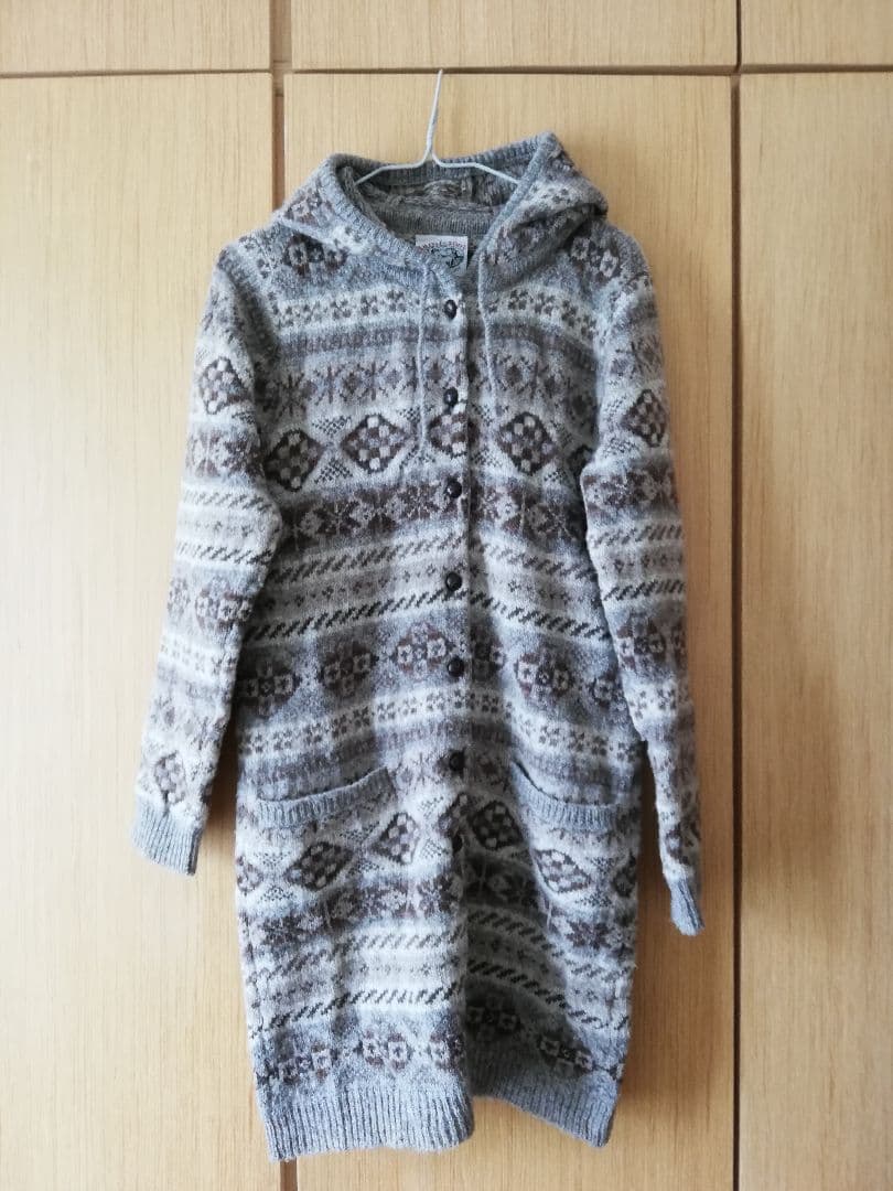 美品　Jamieson's フード付きウールカーディガン Jamieson's ジャミーソンズ ウールフードロングカーディガン サイズF(S