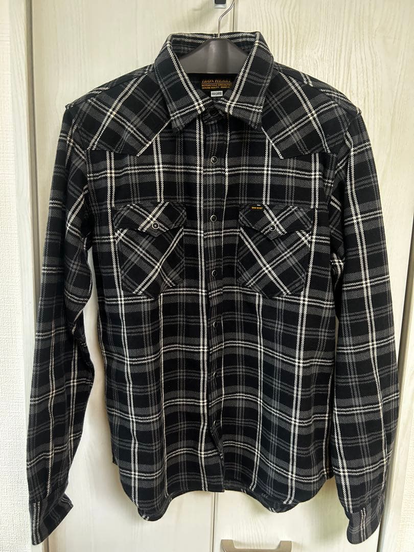 IRON HEART ネルシャツ XXX-LARGE ブラック/ホワイトチェック セール】新色追加 オーバーサイズレギュラーカラー長袖ネルシャツ