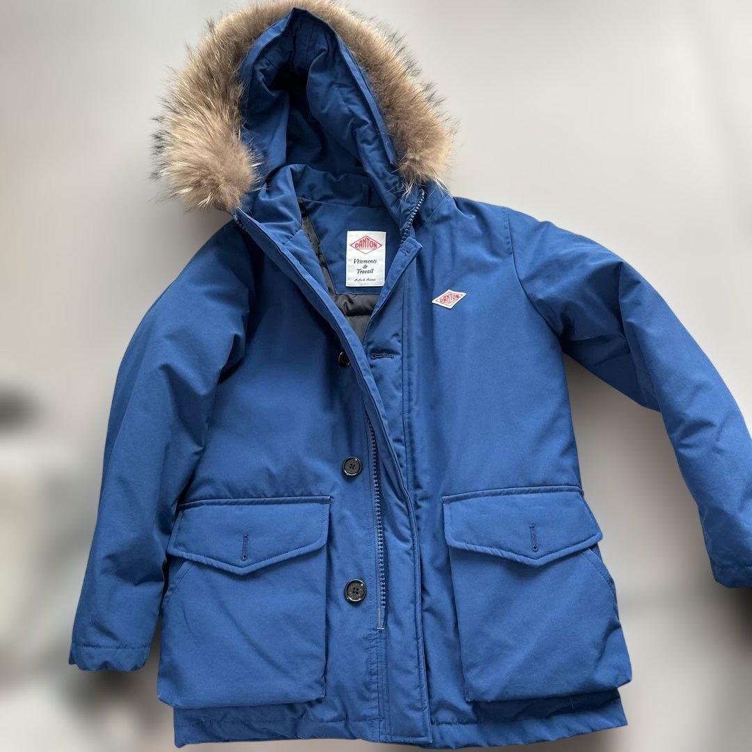 DANTON ダウンジャケット 青 ファー付き Danton（ダントン） ファー付き フーデッド中綿ダウンジャケット