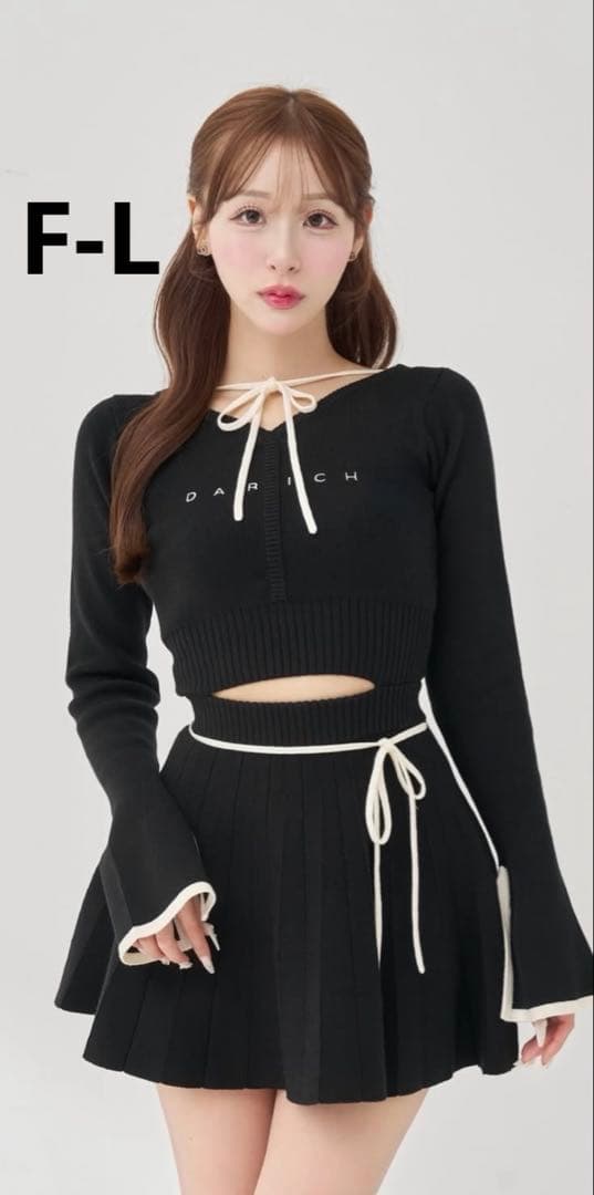 Darich リボンデザイン ブラックミニワンピース ダーリッチ Darich デザインネックリボンミニワンピース （ブラック
