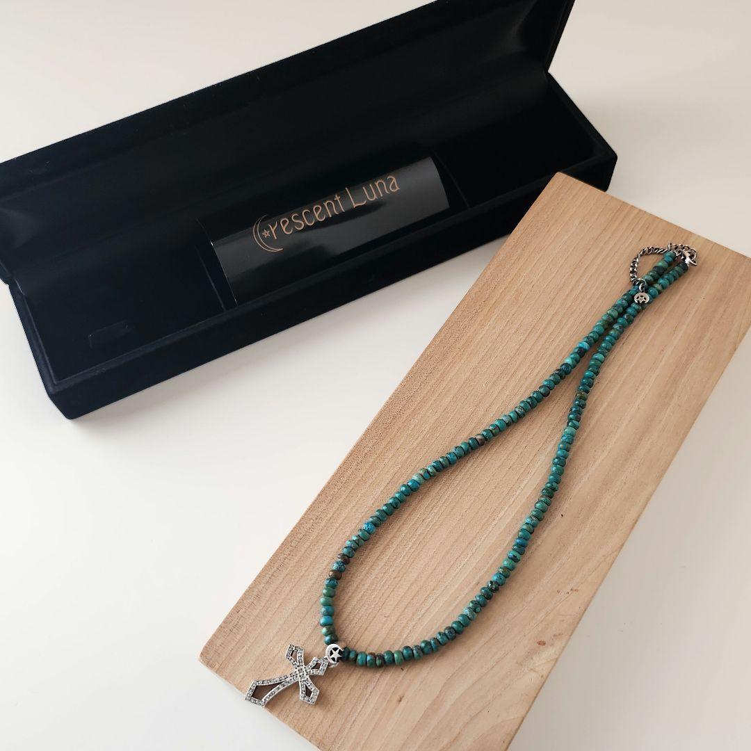 クレセントルナ エルマー ターコイズネックレス クロスチャーム SV925