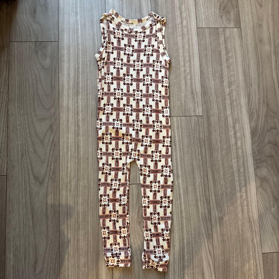 ロンパース・カバーオール baby snap overall railroad flora 18-24m 肩フリルサロペット風長袖前開きカエルロンパース（ベビー服