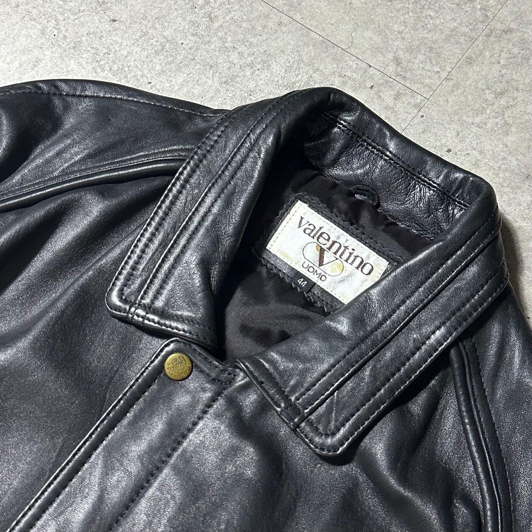 美品 Valentino uomo レザー ブルゾン 44 黒 深水光太