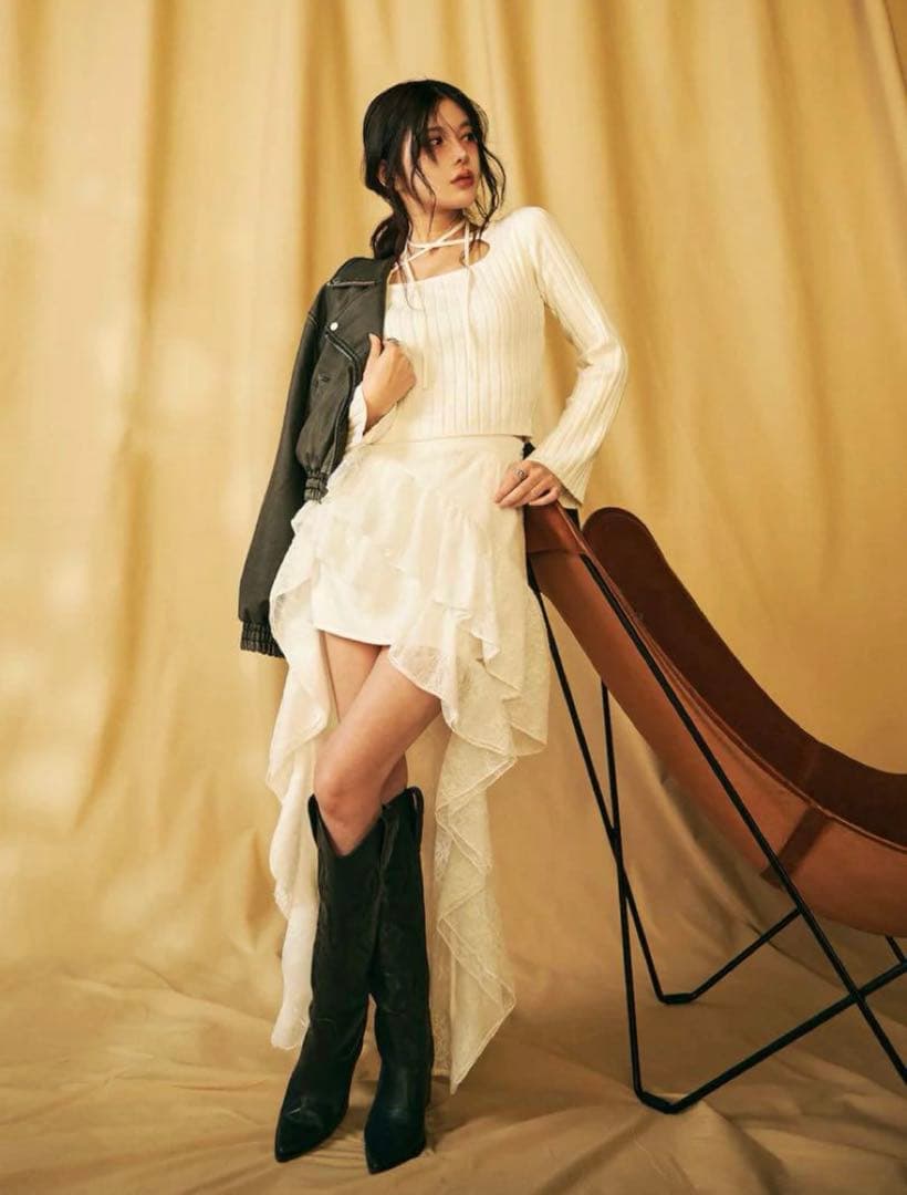 ダーリッチ　Darich イレヘムレースフリルスカート　FS ダーリッチ Darich イレヘムレースフリルスカート （ホワイト