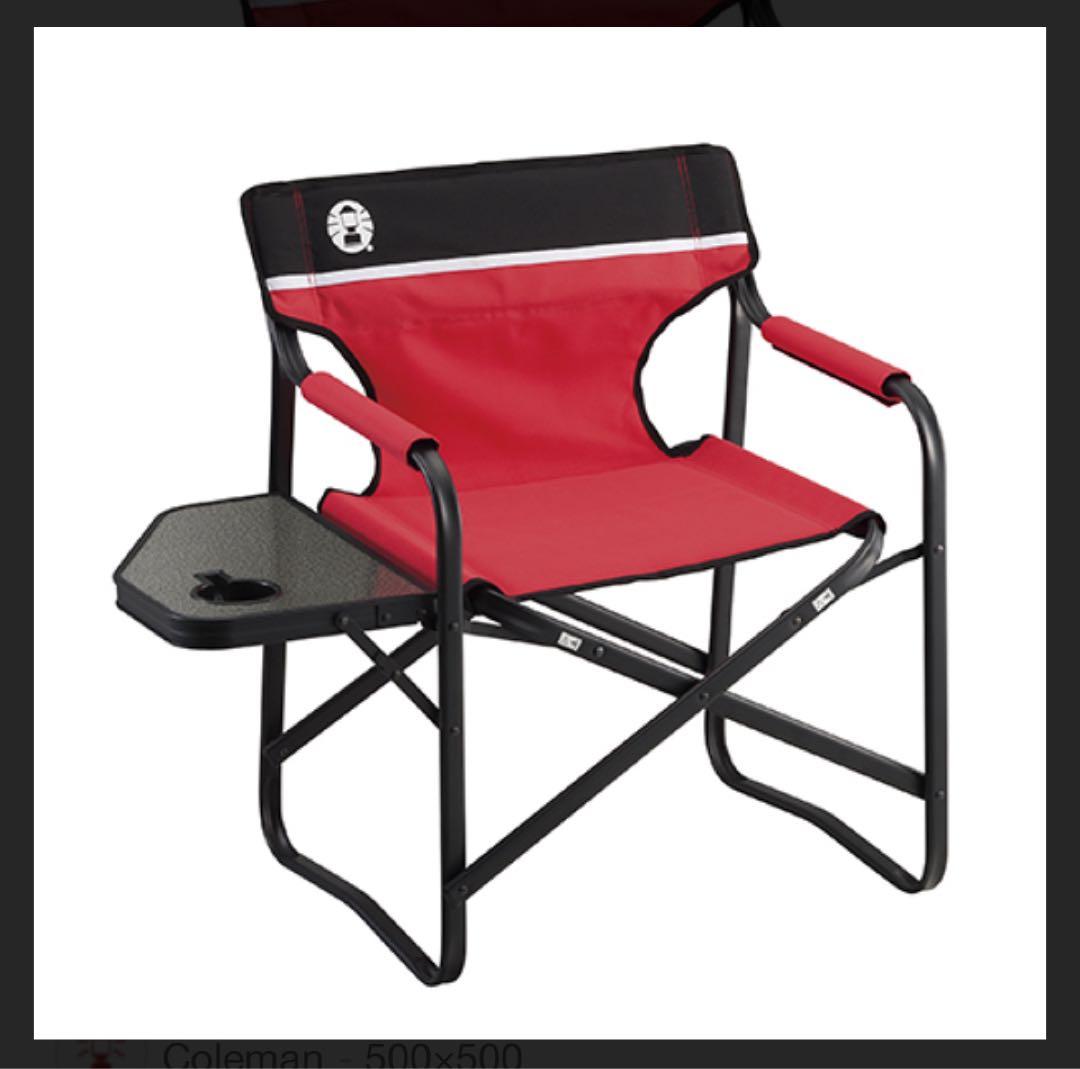コールマンColeman サイドテーブル付きデッキチェアST（レッド）2脚 コールマンColeman サイドテーブル付きデッキチェアST（レッド）2脚
