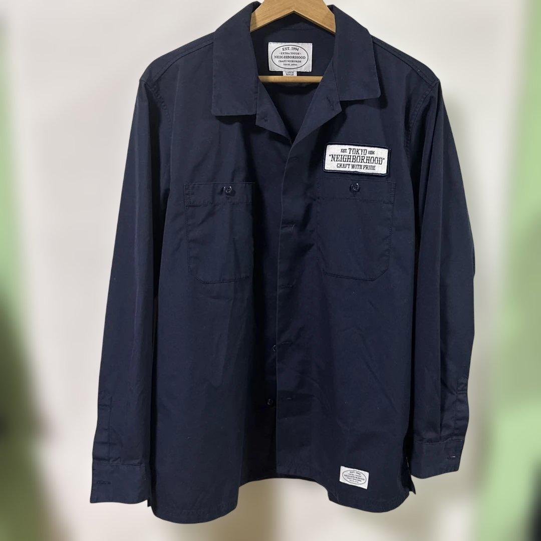 NEIGHBORHOOD ネイビー ワークシャツ Lサイズ NEIGHBORHOOD（ネイバーフッド） 20AW TWILL WORK/C-SHIRT.LS 202AQNH