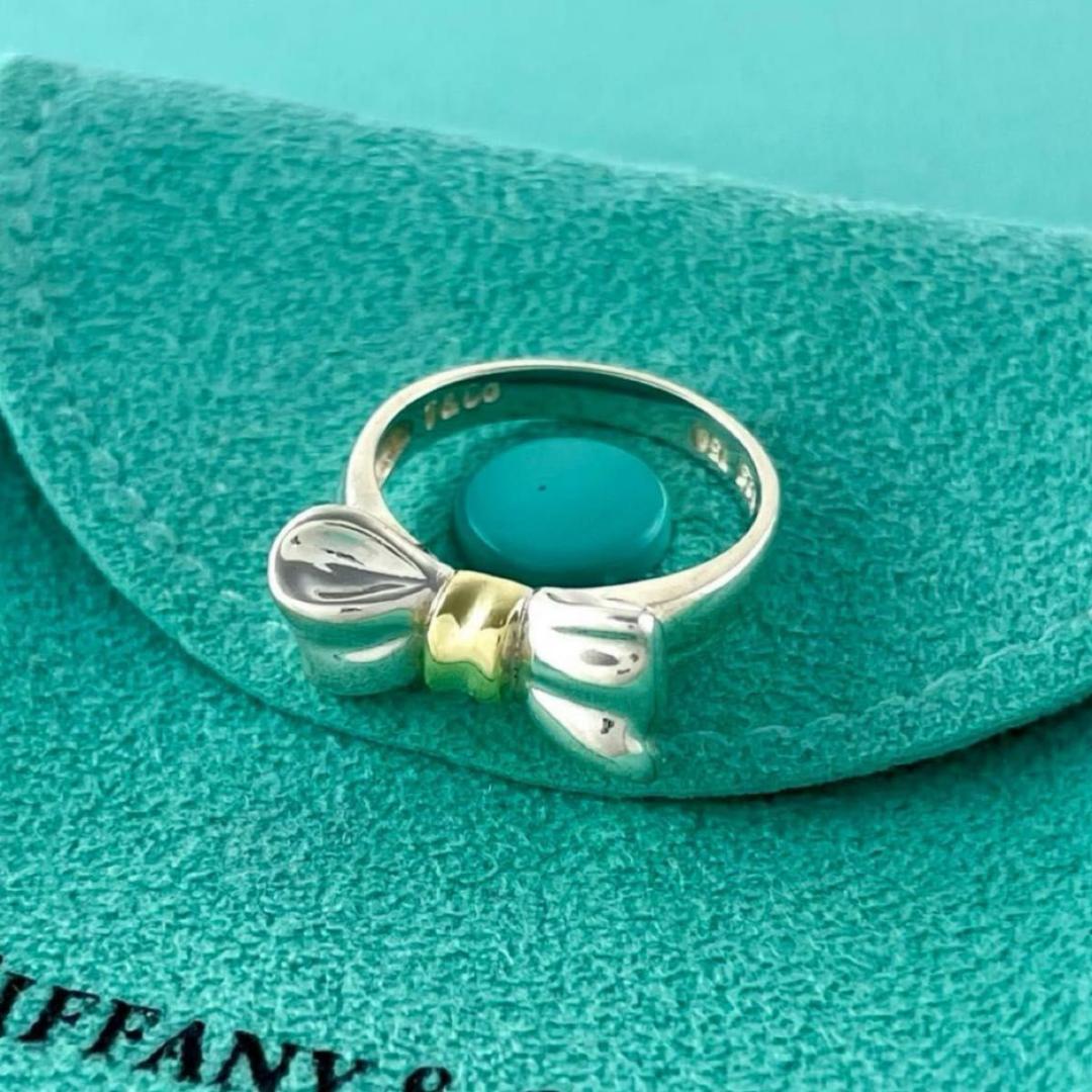 ティファニー 8号 ボウ リボン コンビ リング 925 750 WS5fe ティファニー 8号 ボウ リボン コンビ リング 925 750 WS5fe