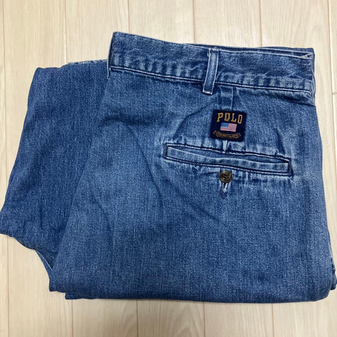 90s ラルフローレン デニムスラックス USA製 ポロチノ W34 L30 - メルカリ