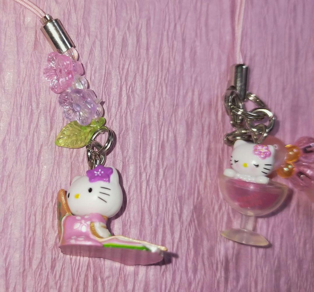 希少】ご当地キティ 根付 ストラップ 2点セット 成田限定 桜 十二単