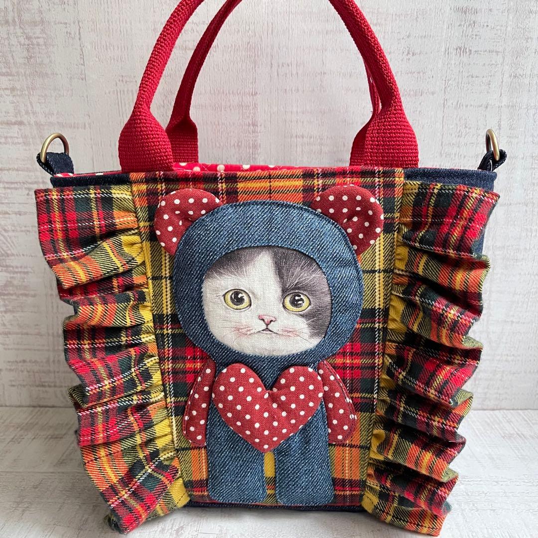 コヤンイサムチョン ルミ デニムリメイクフリルトートバッグ&ポーチ ゆ