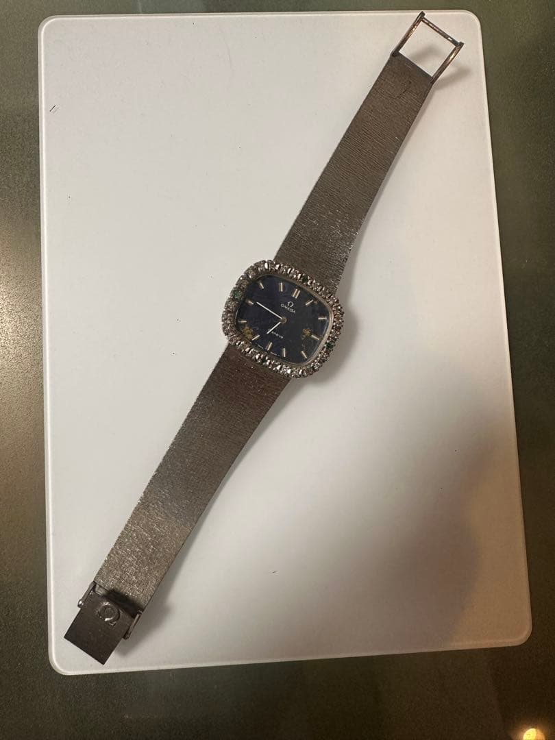 OMEGA 手巻き時計 青文字盤 ストーン装飾　オメガ ジュネーブ OMEGA オメガ ジュネーブ 腕時計 ステンレススチール 手巻き