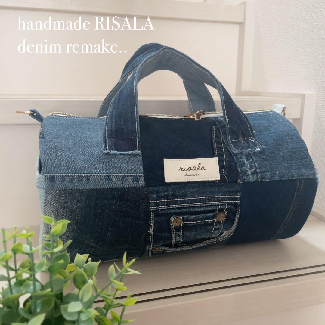 デニムリメイク ドラム型バッグ d25c838c84d0cc44b844df2b19fa9b