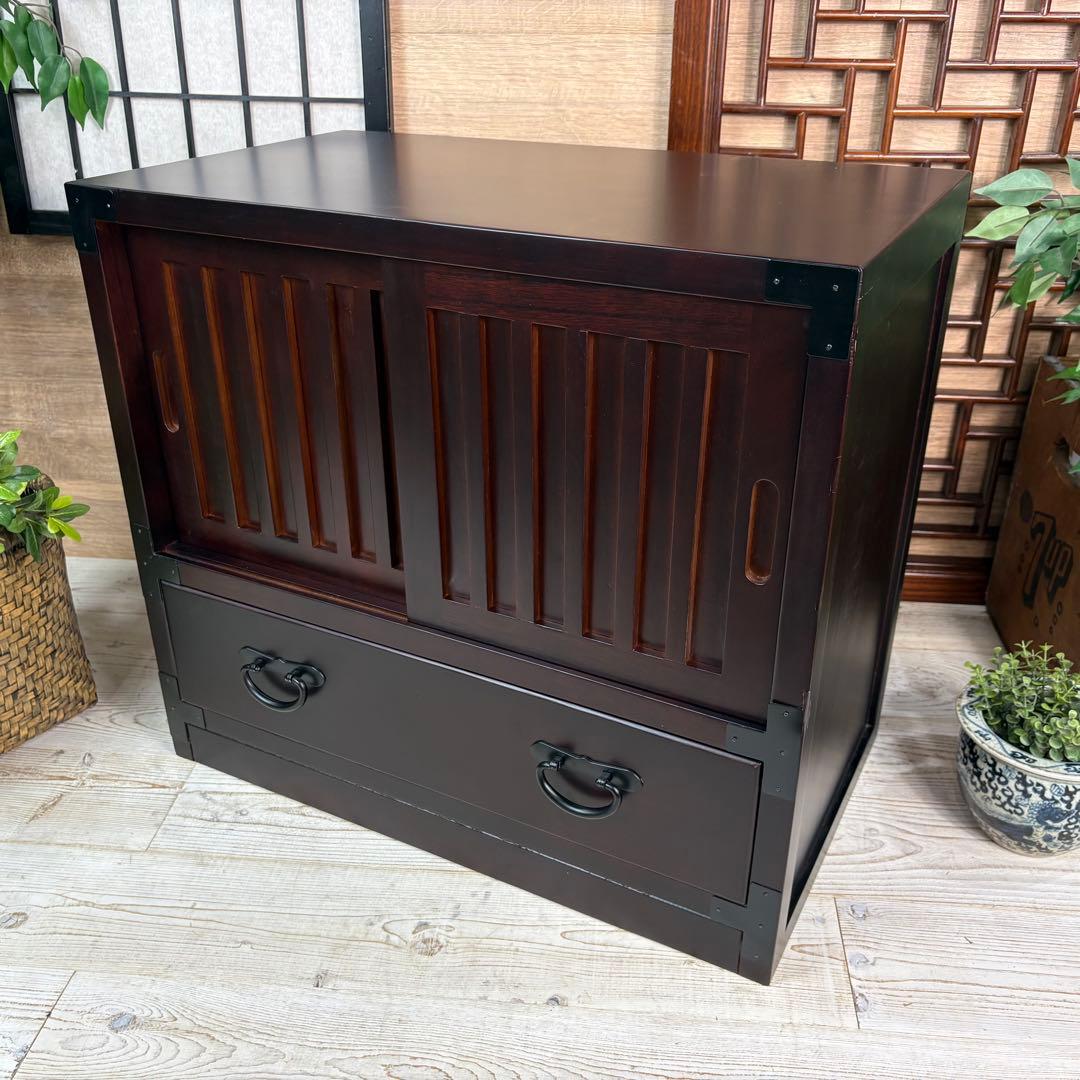 訳あり品！【118】民芸家具木製桐材無垢引き戸チェストタンス木製収納家具和室和風 岩谷堂箪笥 チェスト 4段 整理タンス 木製 無垢 整理箪笥 和風 和室