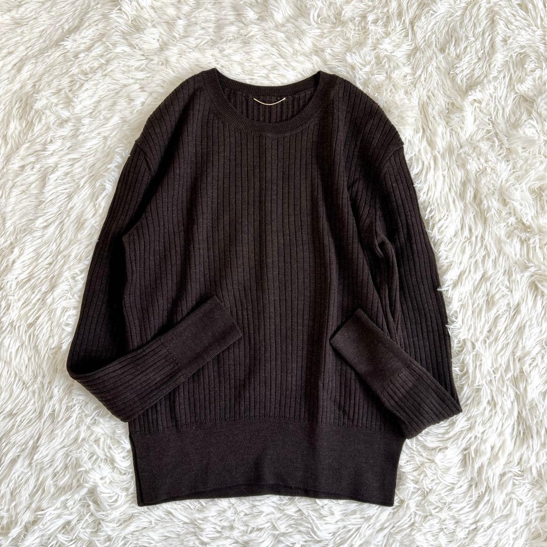 ✨美品✨ドゥーズィエムクラス コンパクトプルオーバー ニット リブ スリット ロングシャギースリットネックニットプルオーバー[品番：EMEW0045429