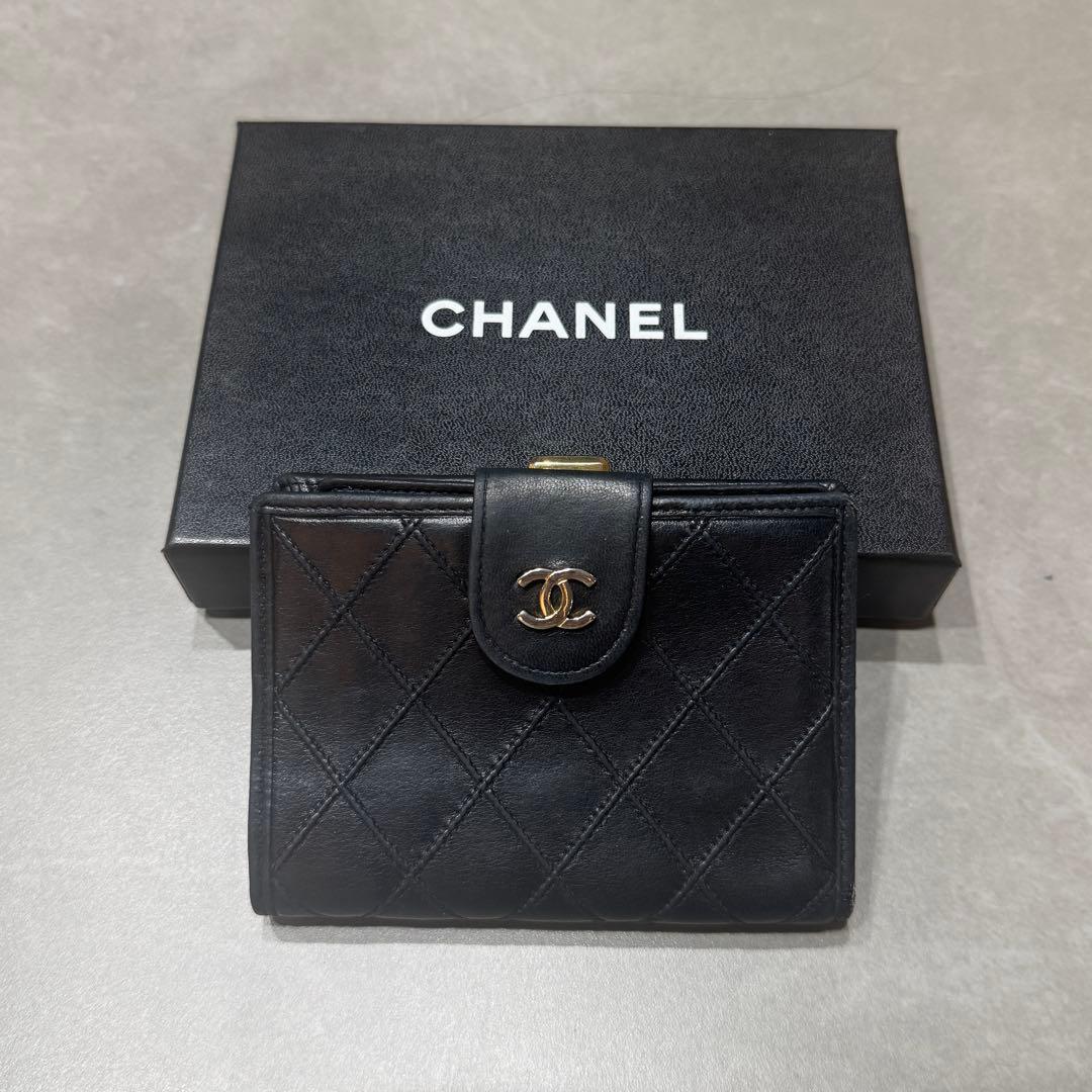 シャネル ビコローレ ラムスキン がま口 コンパクトウォレット