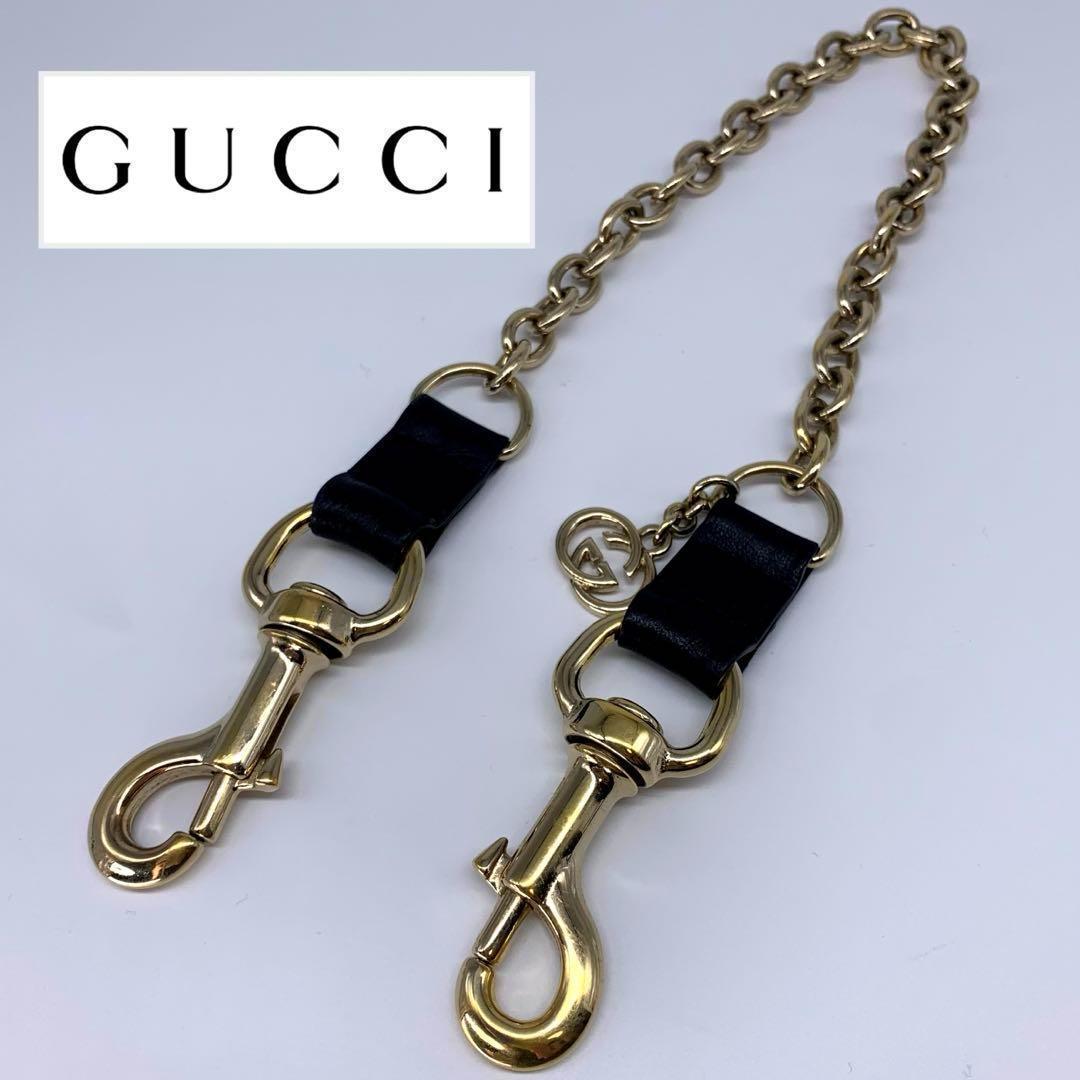 E65.グッチ【インターロッキング/ゴールド◆ ウォレットチェーン】レザー GG GUCCI（グッチ） インターロッキング レッド ゴールド金具 レザー
