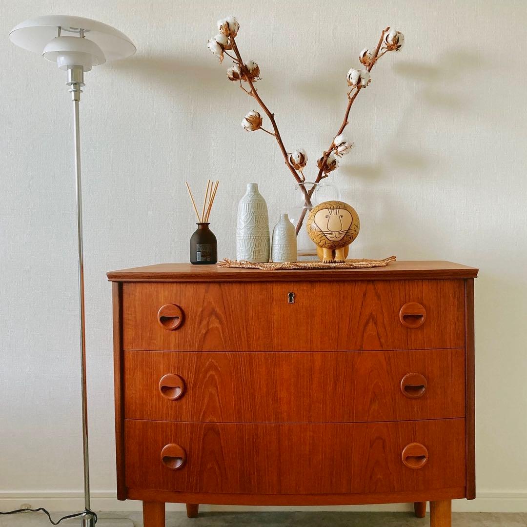 デンマーク　3段チェスト　北欧ヴィンテージ デンマーク 北欧ヴィンテージ チーク 3段チェスト 鍵付 北欧家具