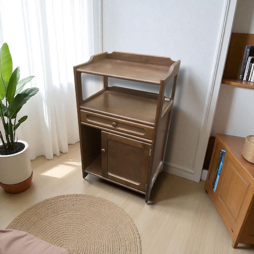 カリモク　電話台　木製　ブラウン　カリモク家具　karimoku　ファックス台 楽天市場】【中古】カリモク ファックス台 コンセント付 電話台 木製