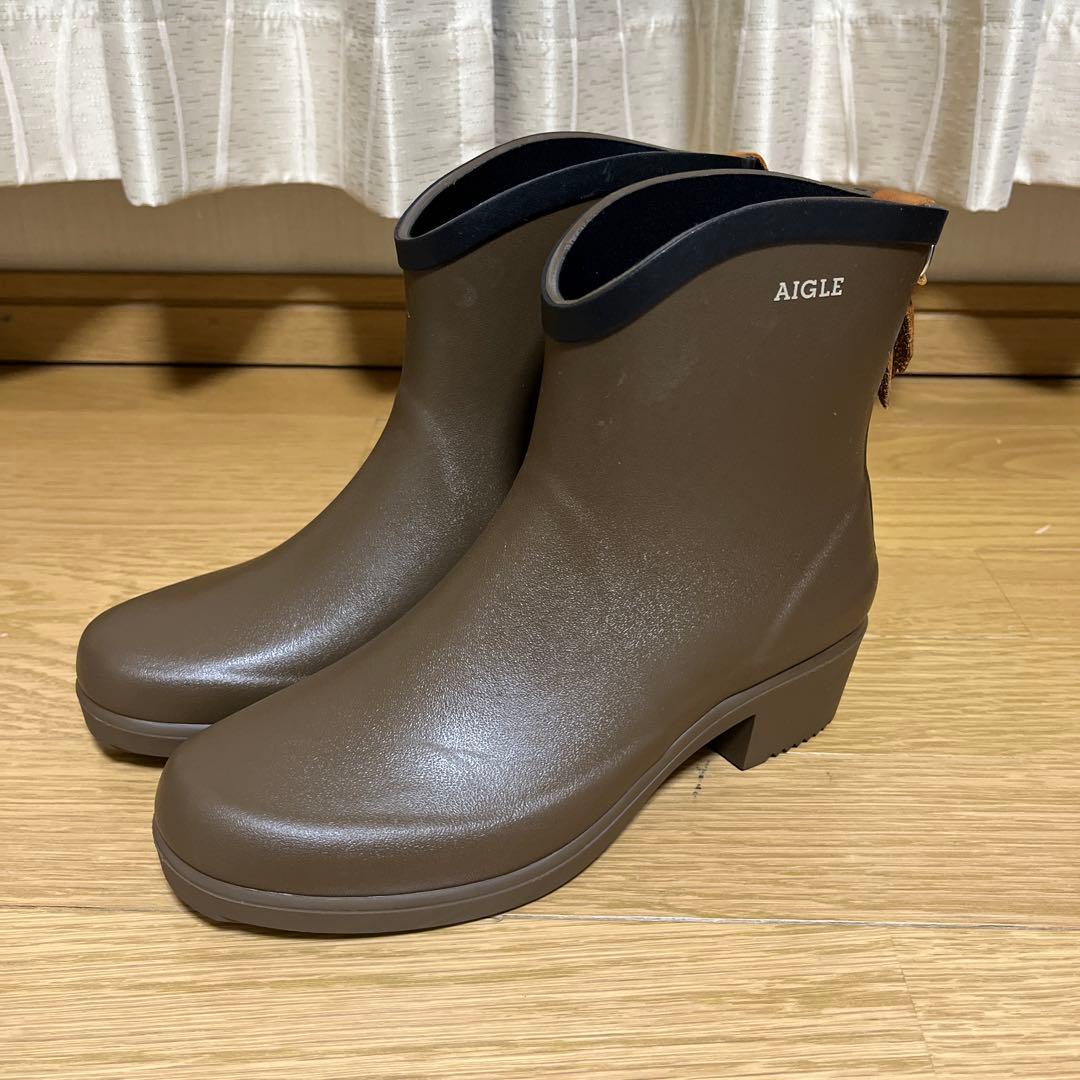 新品、未使用　AIGLE ブラウン ショートラバーブーツ エーグル AIGLE ベニル ラバーブーツ （ブラウン） -waja bazar - 海外