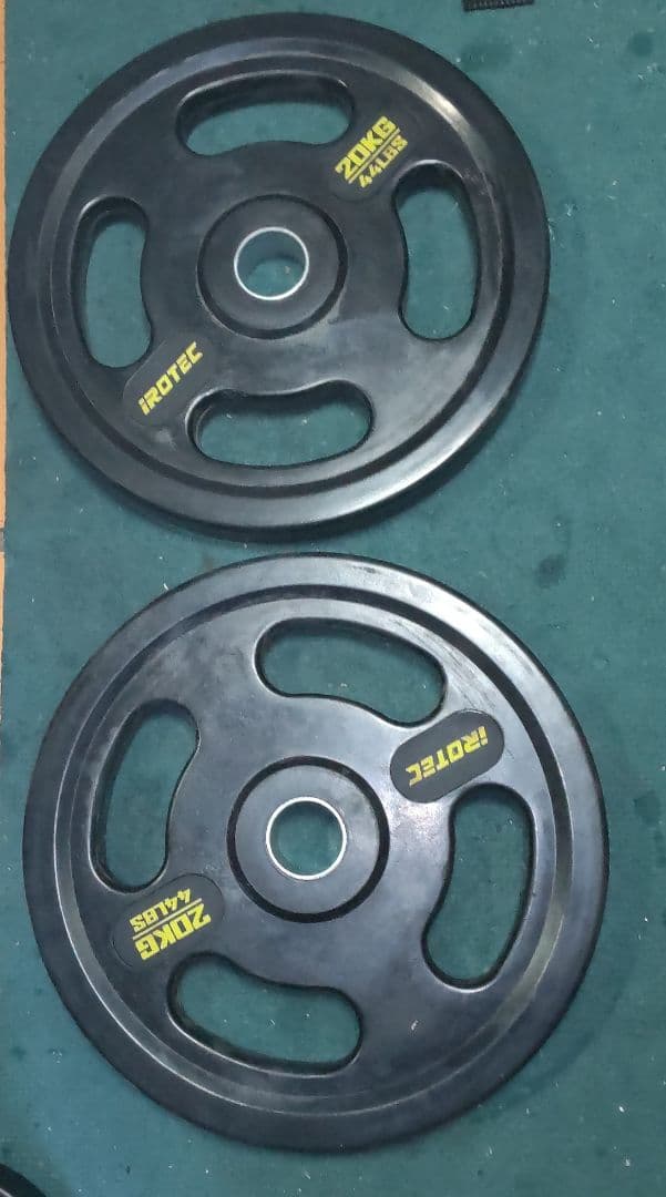 アイロテック 20kgプレート 2枚 IROTEC（アイロテック） バーベル ラバープレート20KG [2枚] 穴径29mm