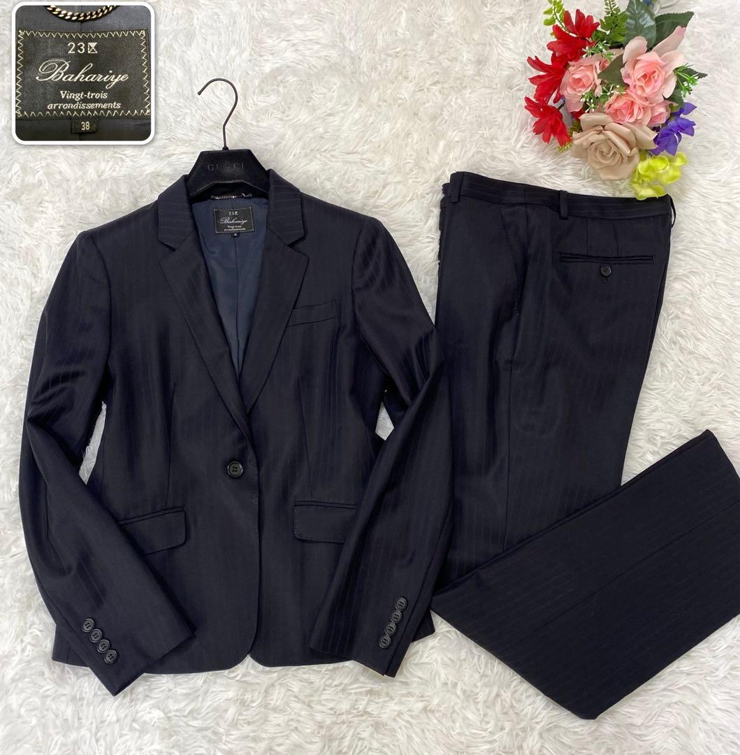 23区 Bahariye ウール ストライプ パンツスーツ 上下 44