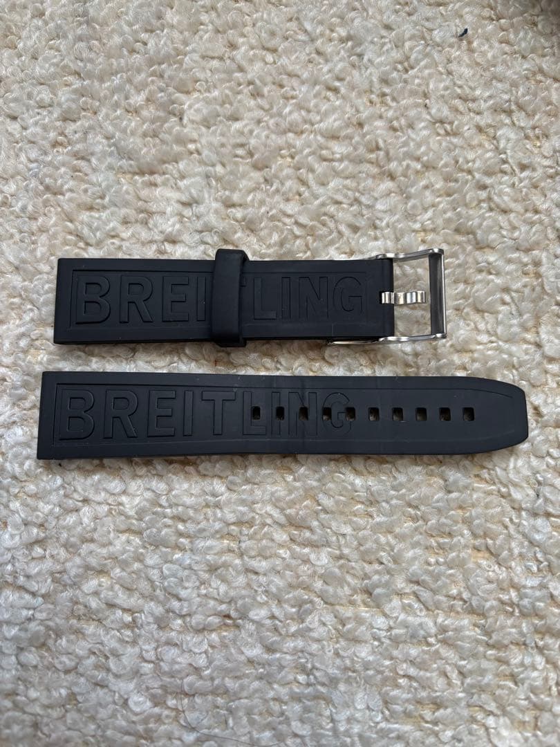 BREITLING ブラックラバーベルト ブラックルーローラバーストラップ - 22 300S | Breitling