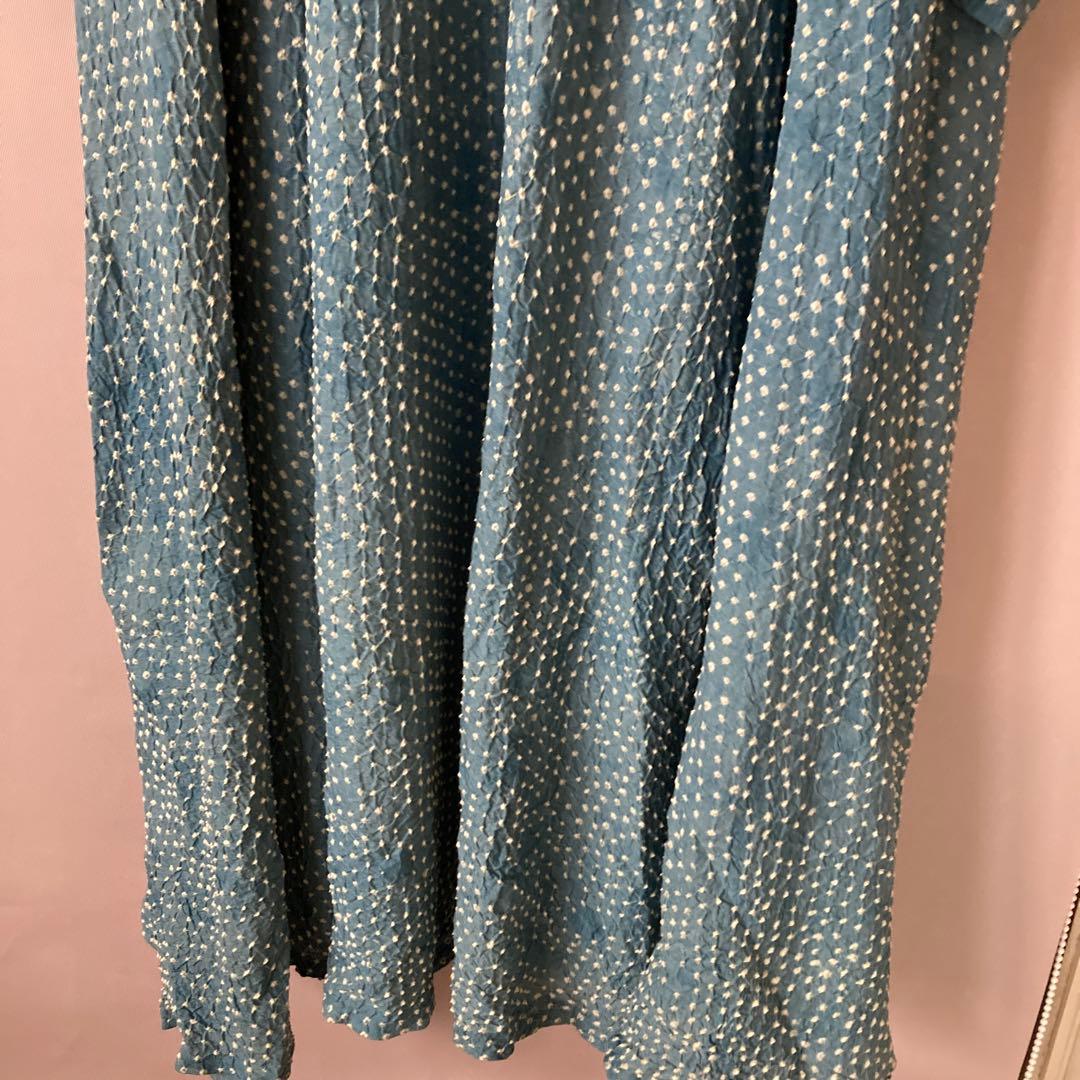 【希少・超美品 】45R カディ総手絞りワンピース　綿100% sizeM