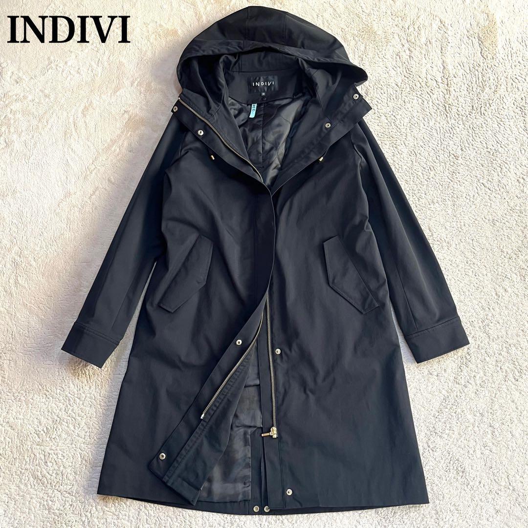 極美品✨インディヴィ ライナー付き 2WAY フーデットコート ブラック 38 INGNI（イング） コート アウター 「WEB限定」2Wayカラーロングコート