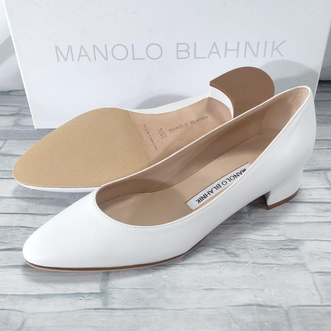 箱付き未使用品✨マノロブラニク リストニー レザーパンプス 白 35.5