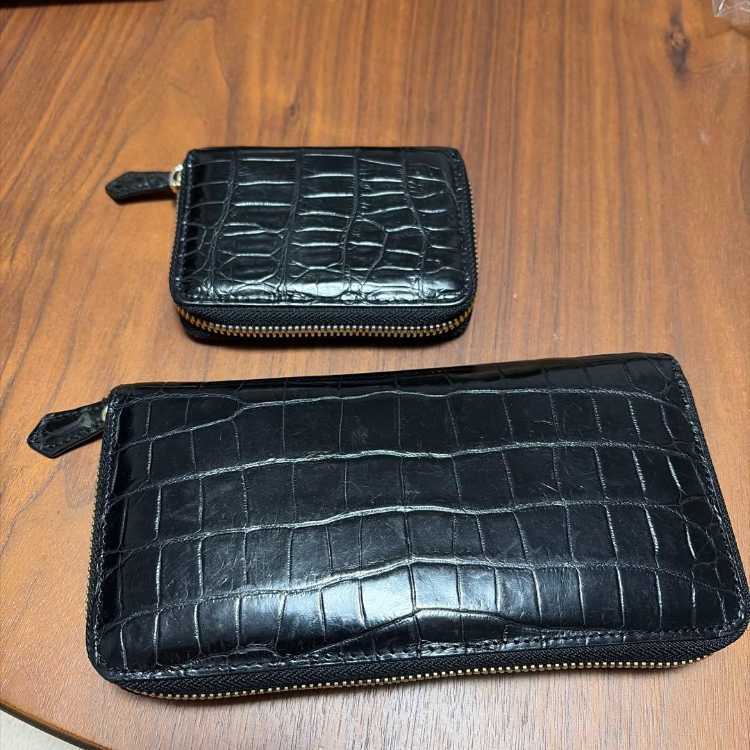 ブラックレザー クロコダイル 長財布 クロコダイル 長財布 無双 長札入れ ワニ革 本革 ブラック RODANIA