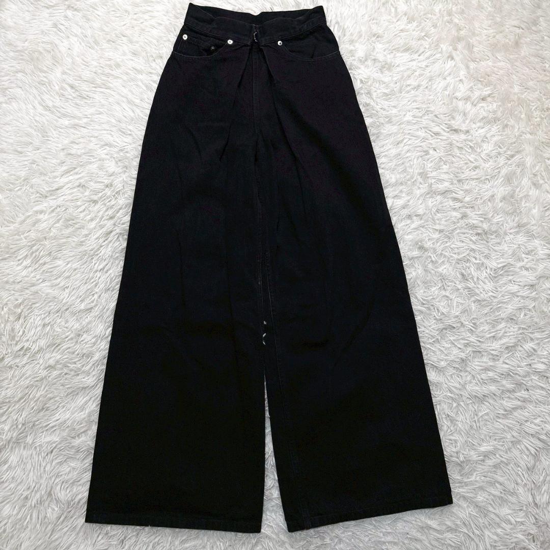 JOHN LAWRENCE SULLIVAN　ブラック　ワイドデニム 　XS RIGID DENIM WIDE PANTS｜WOMENS