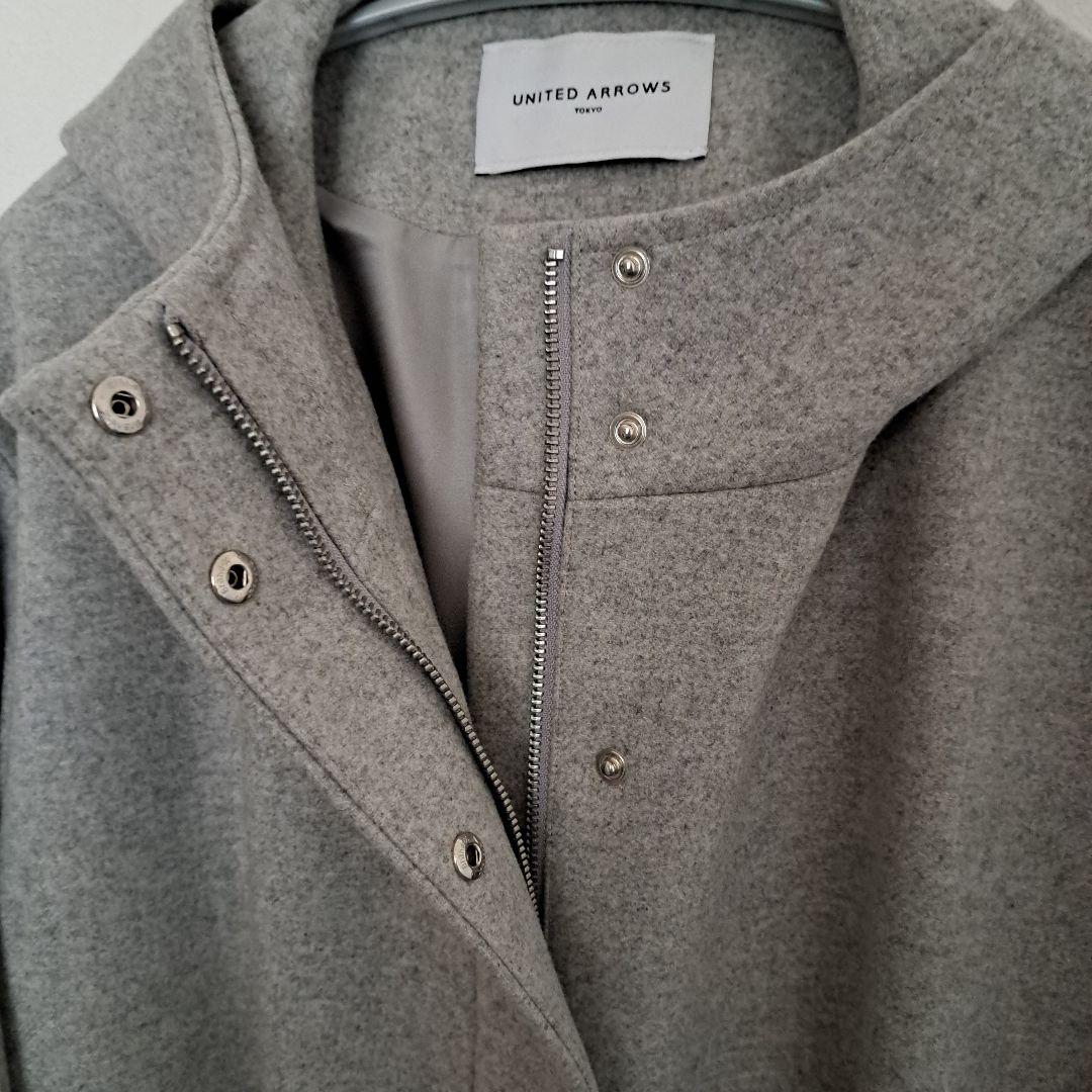 最終お値下げ！美品 ユナイテッドアローズ フード付コート グレー 40 L